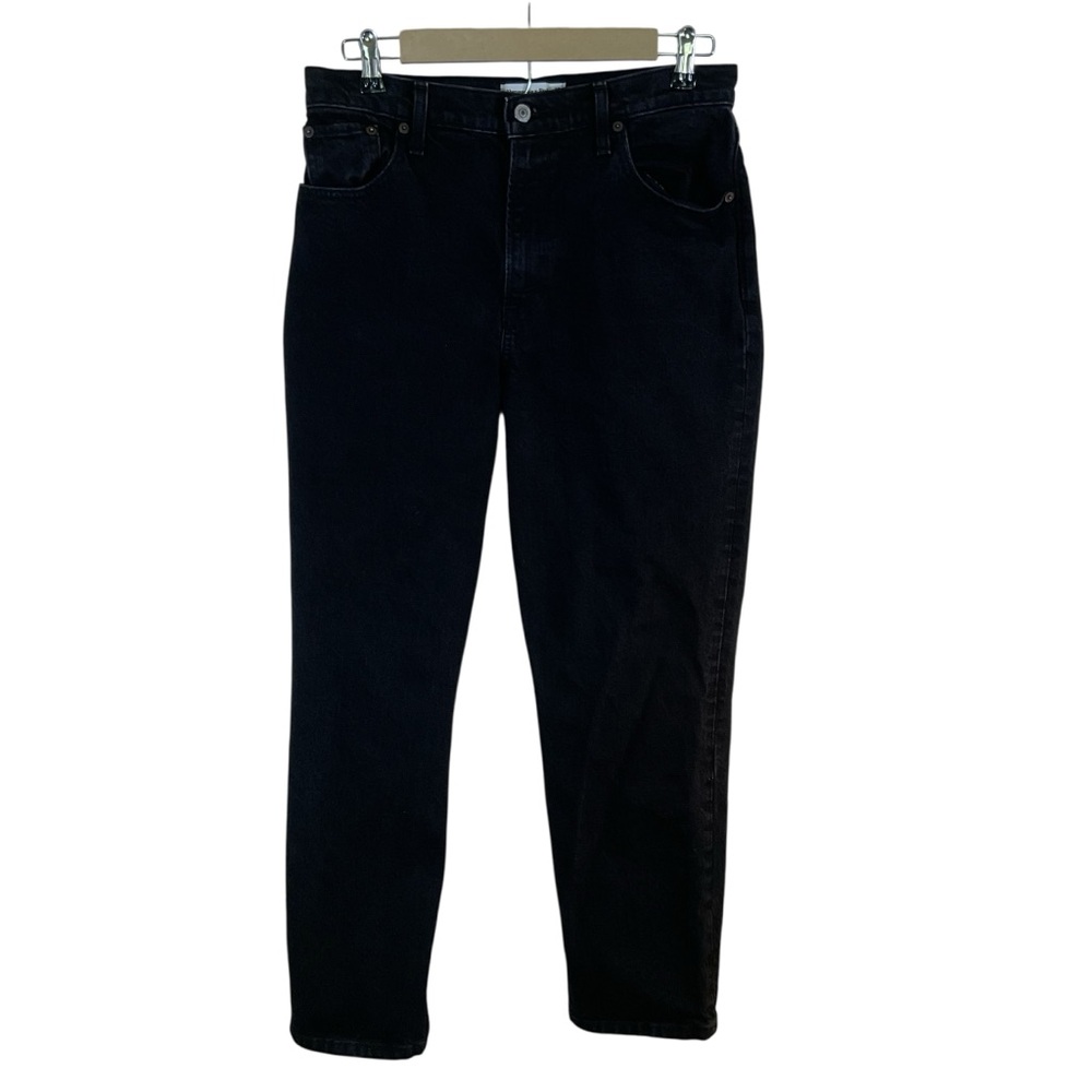 Abercrombie & Fitch 90’s Straight Ultra High Rise Black Distressed Jeans. Sz 8s